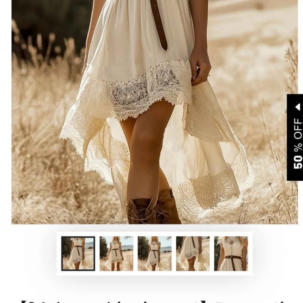 Women's Cream High-Low Lace Hem Skirt